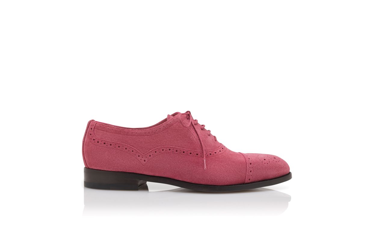 Oxfords de ante rosa oscuro con punta cerrada