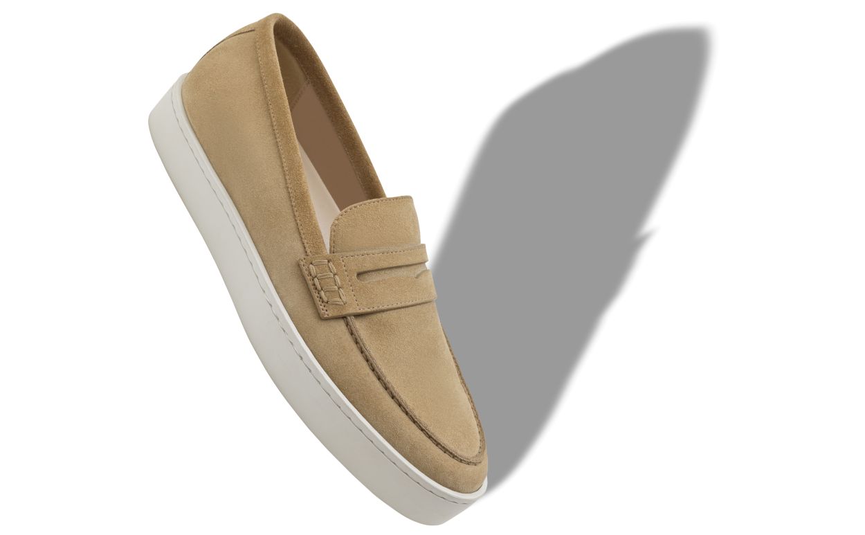 Zapatillas de vestir sin cordones de ante beige claro