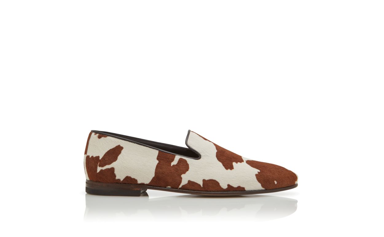Mocasines de cuero de ternera con estampado de vaca