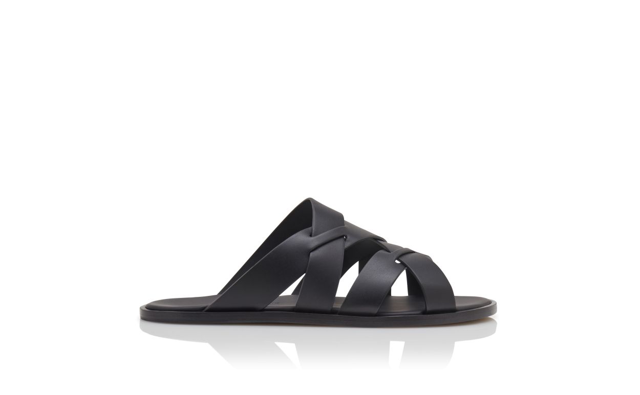 Sandalias de cuero de ternera negro con correas cruzadas