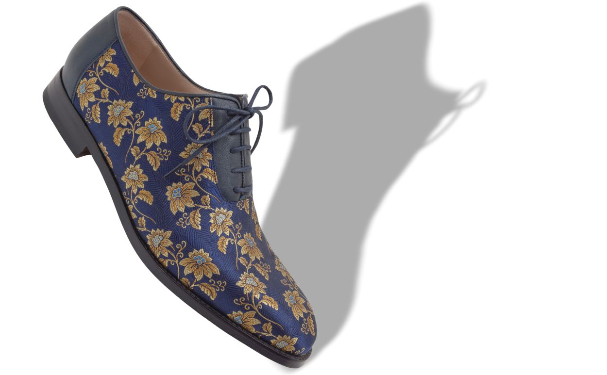 Oxford de seda con estampado floral azul marino