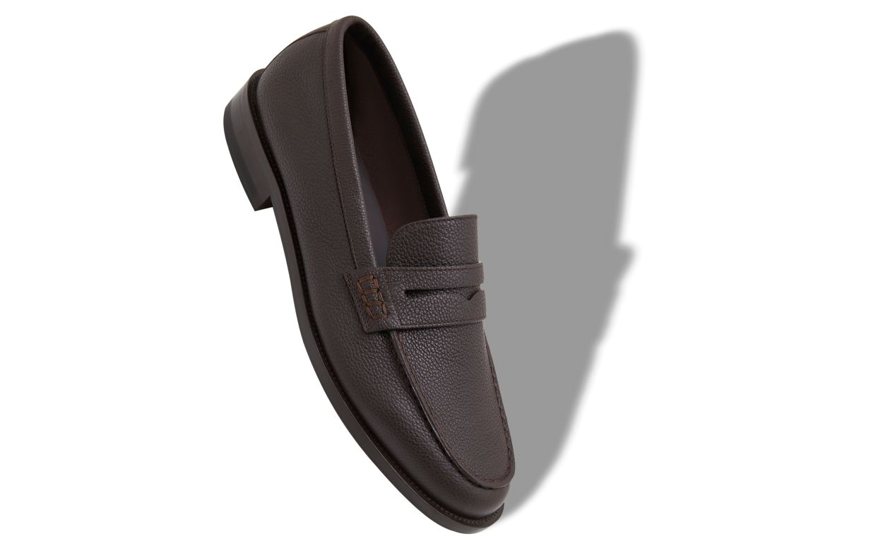 Zapatillas de cuero de ternera marrón oscuro