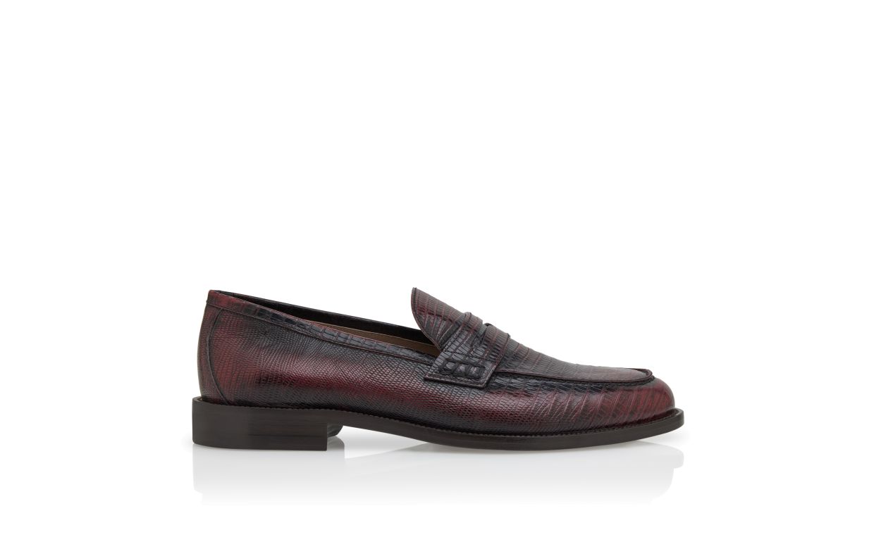 Zapatillas de cuero de ternera rojo oscuro