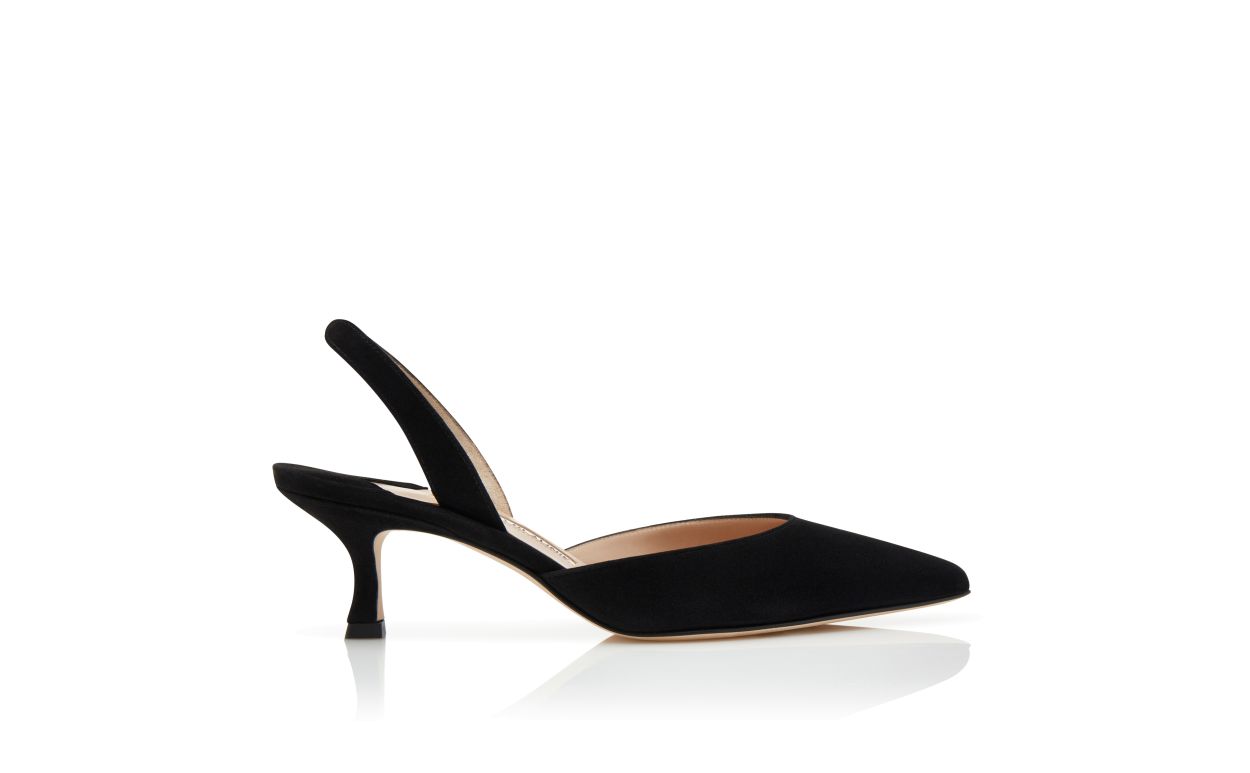 Zapatillas de tacón de ante negro