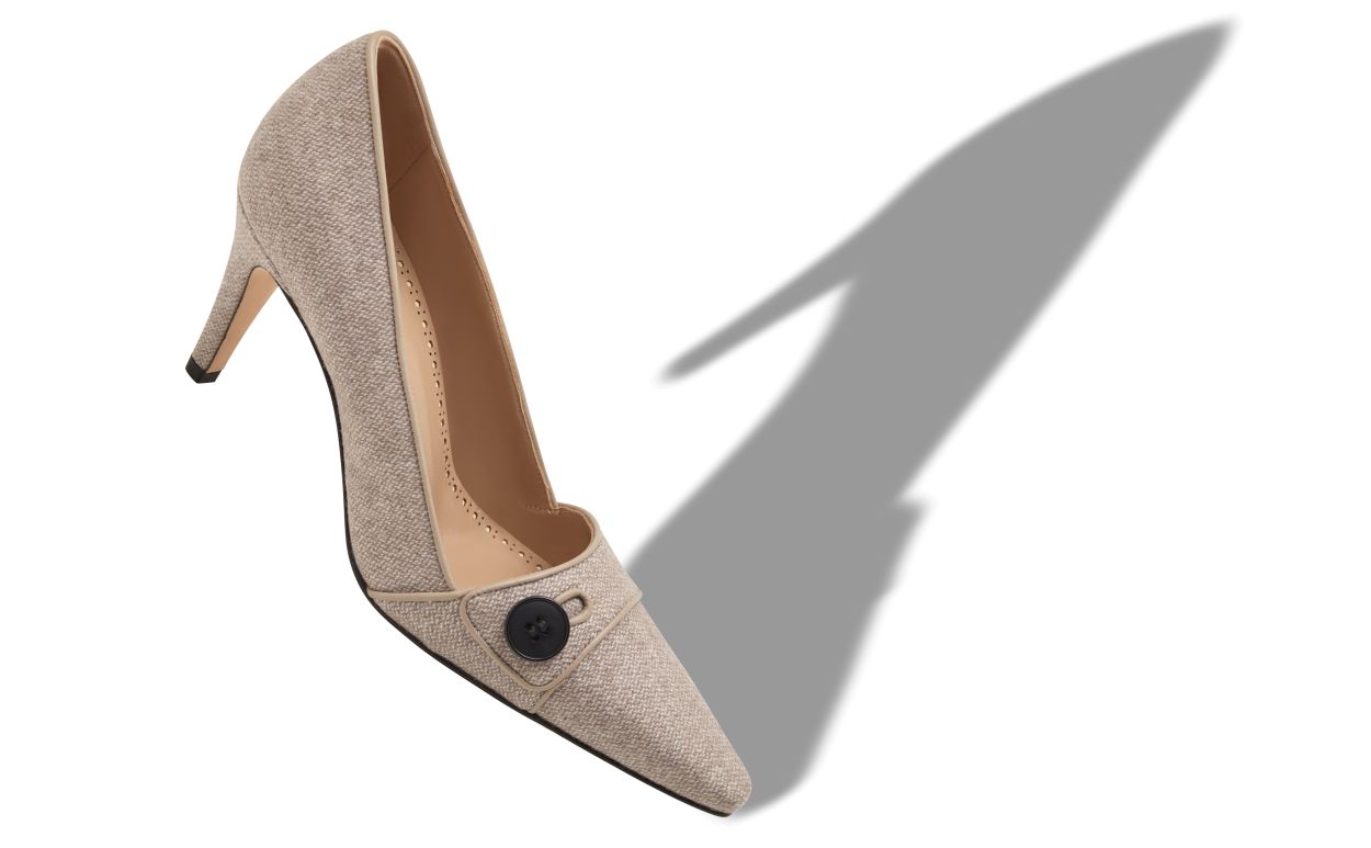 Zapatillas de lana marrón claro y gris
