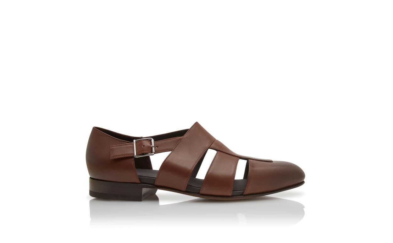 Sandalias de cuero de ternera marrón oscuro