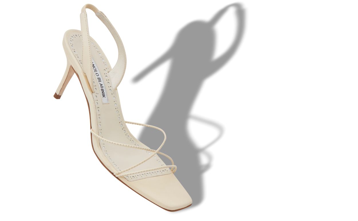 Sandalias de cuero napa crema con tirantes