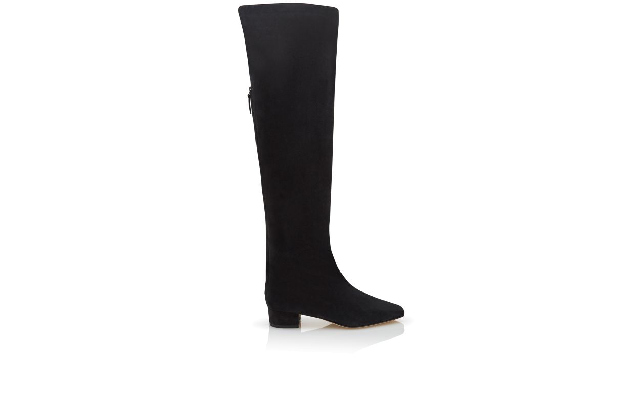 Botas de Tobillo Altas de Gamuza Negra
