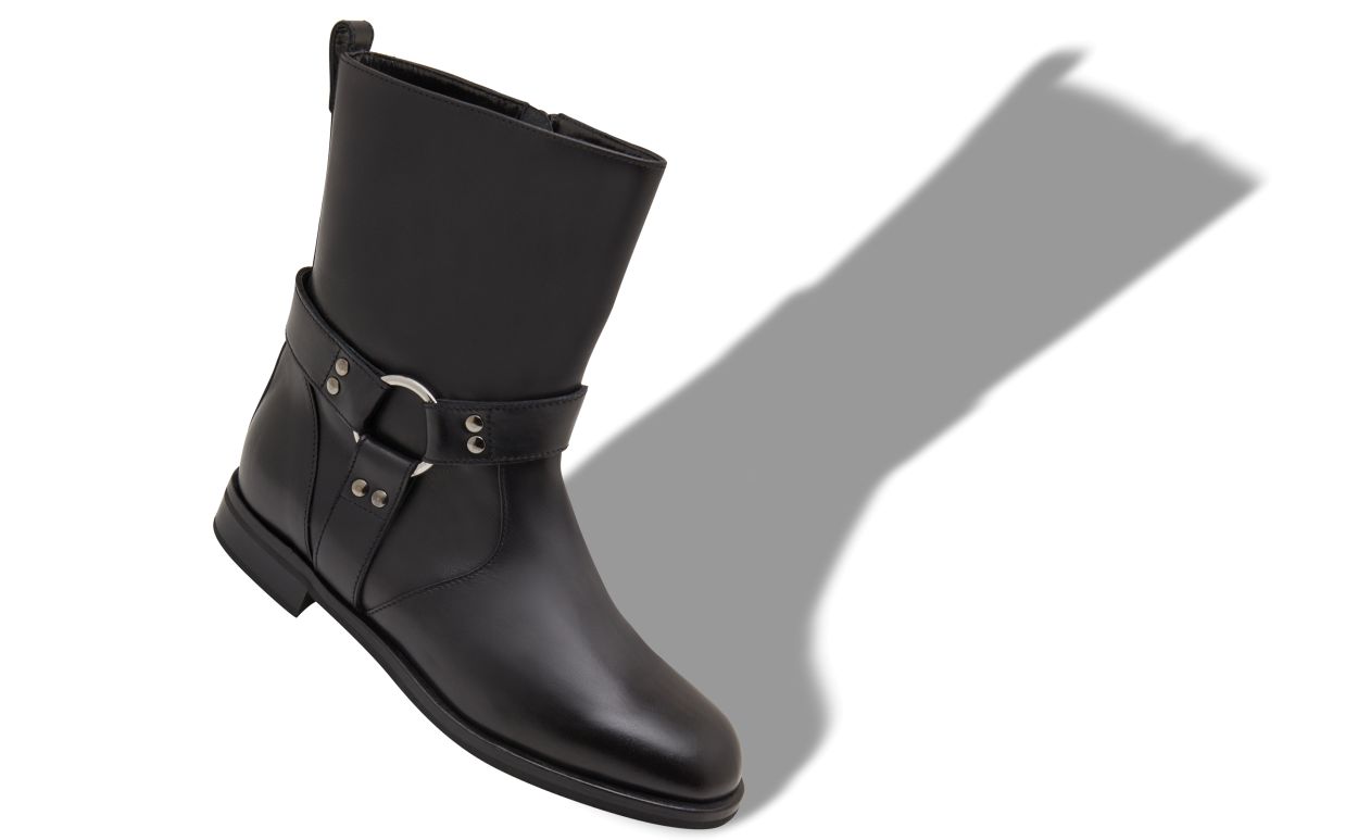 Botas de tobillo de cuero de ternera negro