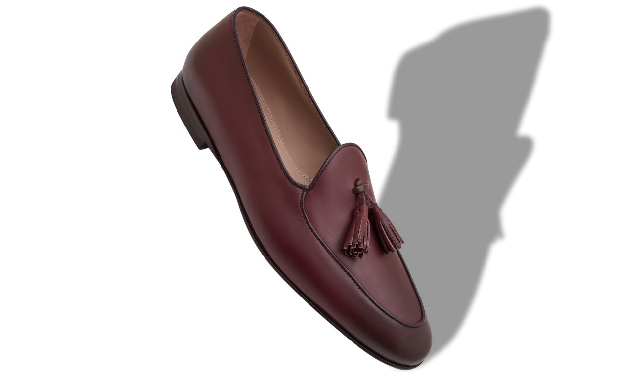 Zapatillas de cuero de ternera burdeos