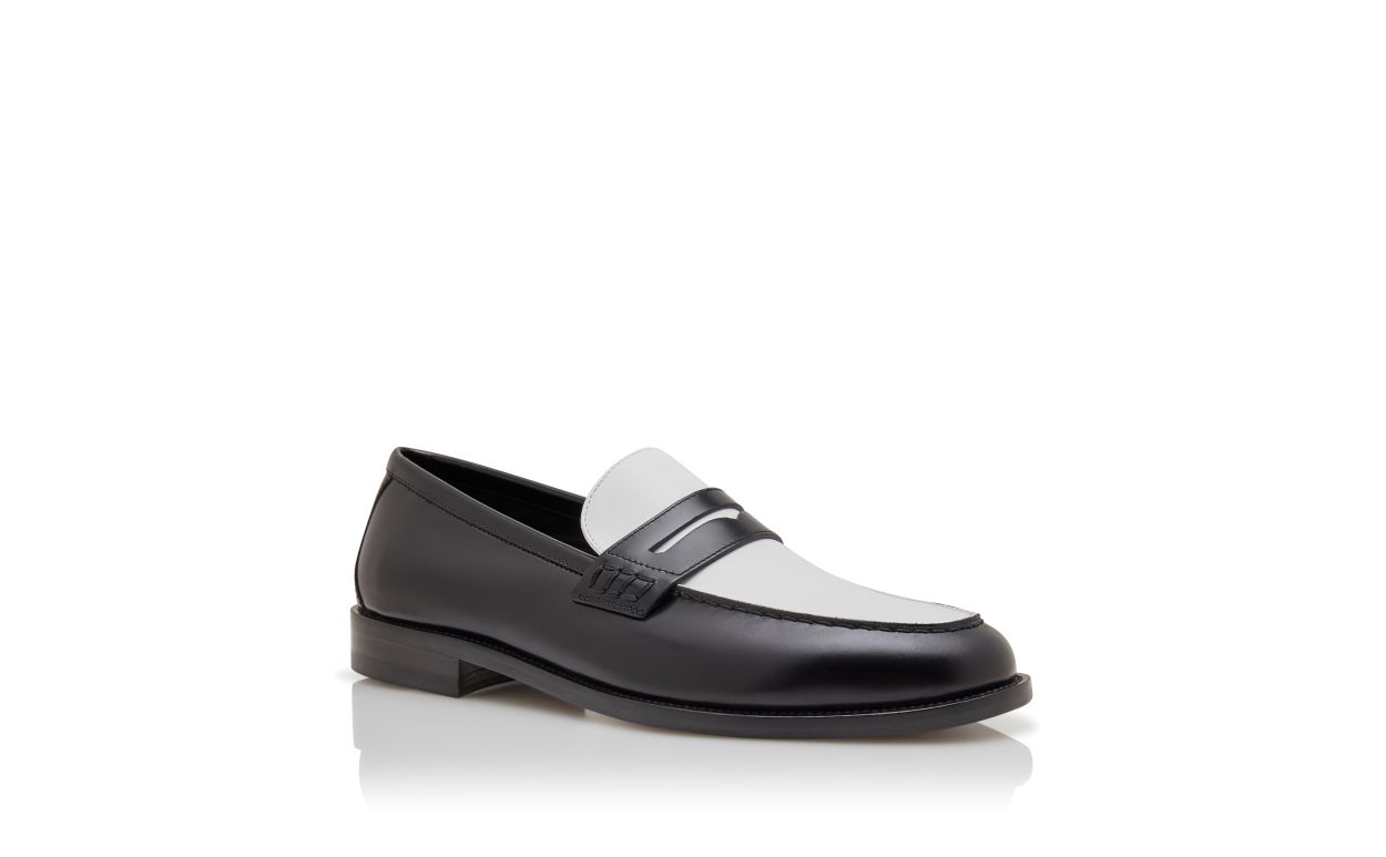 Zapatillas de cuero de becerro negro y blanco