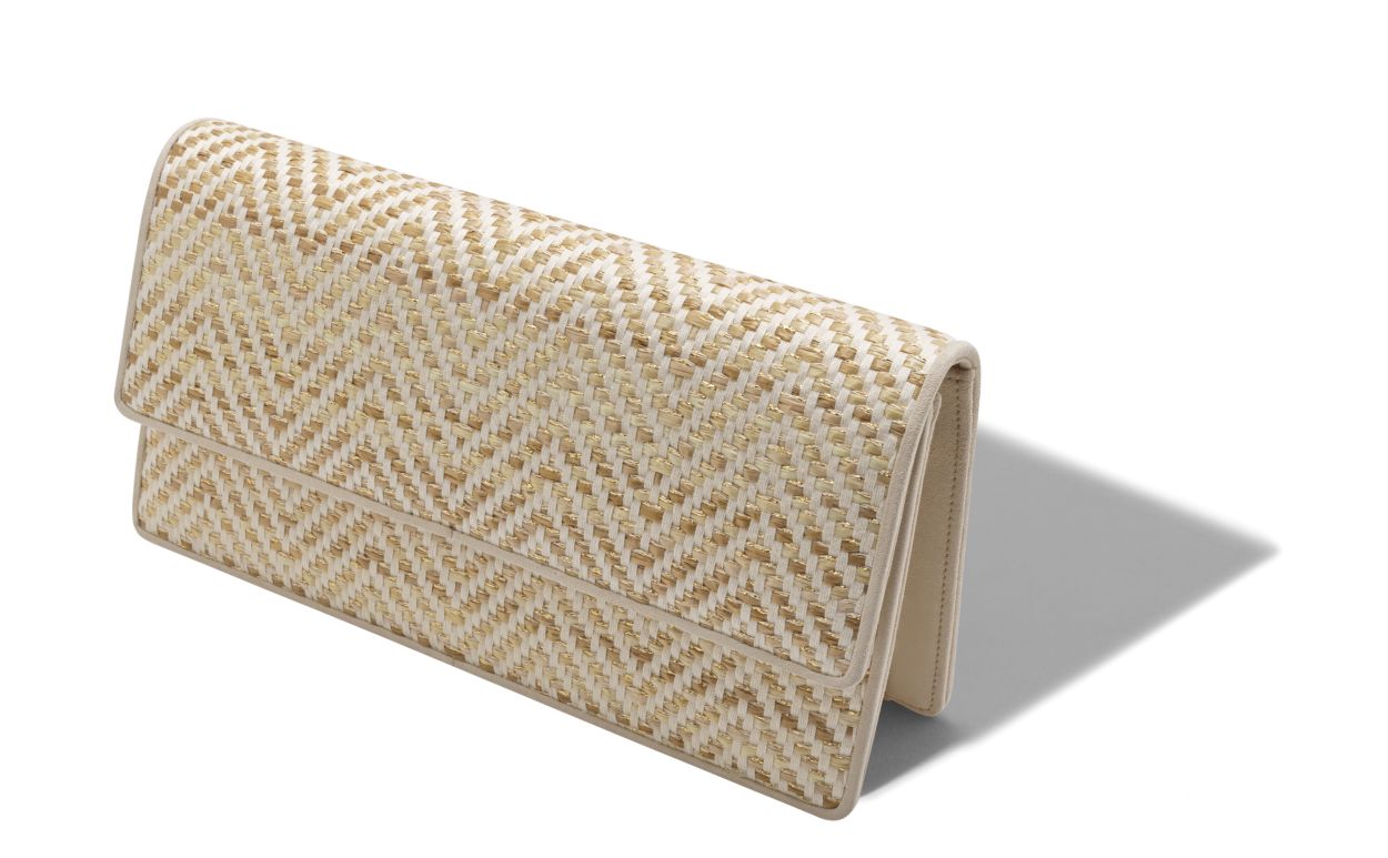 Bolso de Raffia Beige Claro y Crema