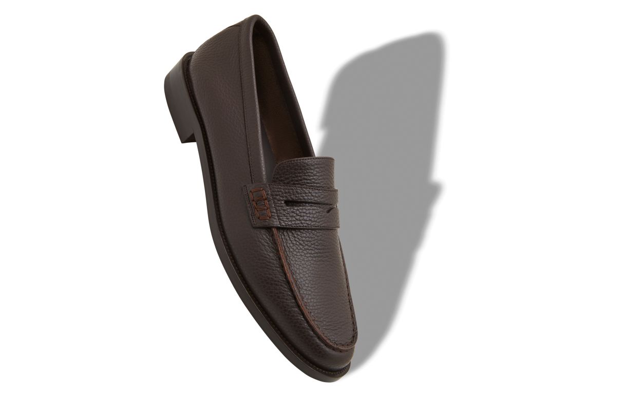 Zapatillas de cuero de vitela marrón oscuro