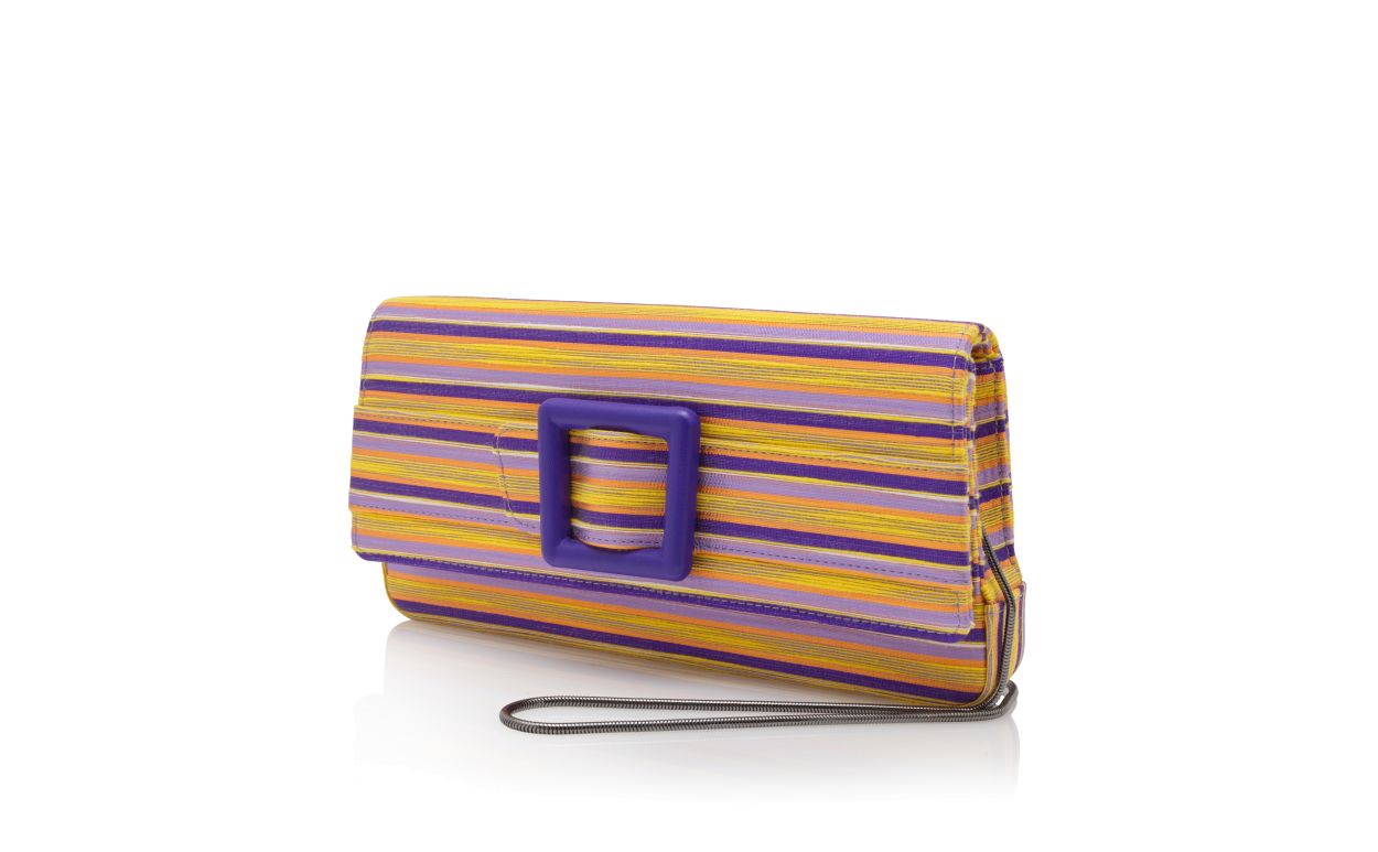 Bolso de hombro con hebilla de algodón morado y naranja