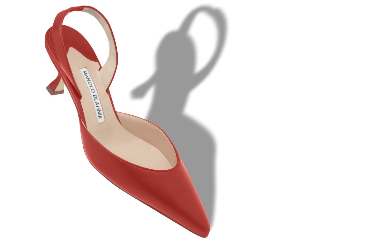 Zapatillas de tacón con tirador de cuero napa rojo
