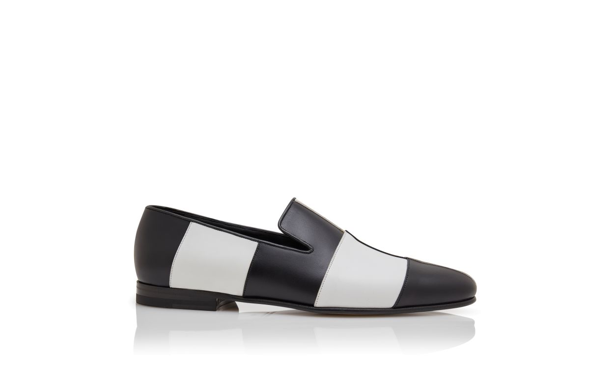 Zapatillas de cuero de ternera negro y blanco