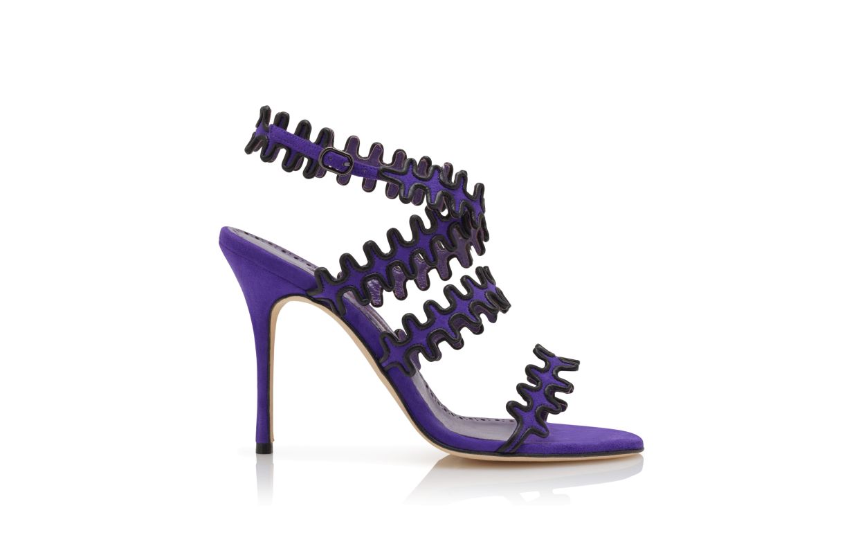 Sandalias de Piel de Cabra Morado con Correa para el Tobillo