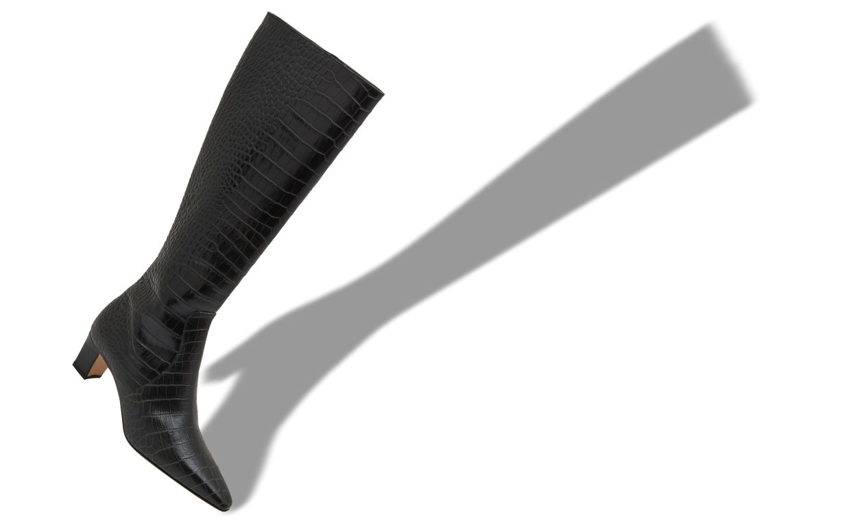 Botas altas hasta la rodilla de cuero de becerro negro