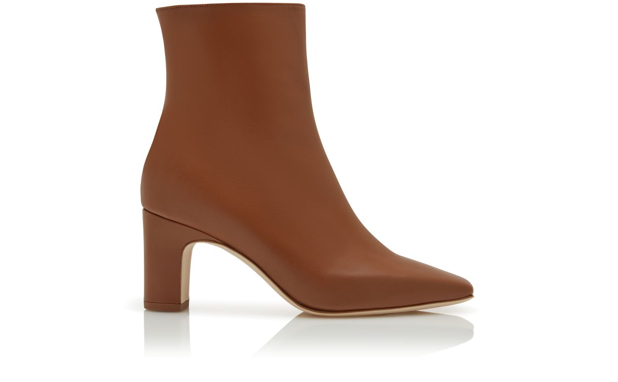 Botas de tobillo de cuero de ternera marrón claro