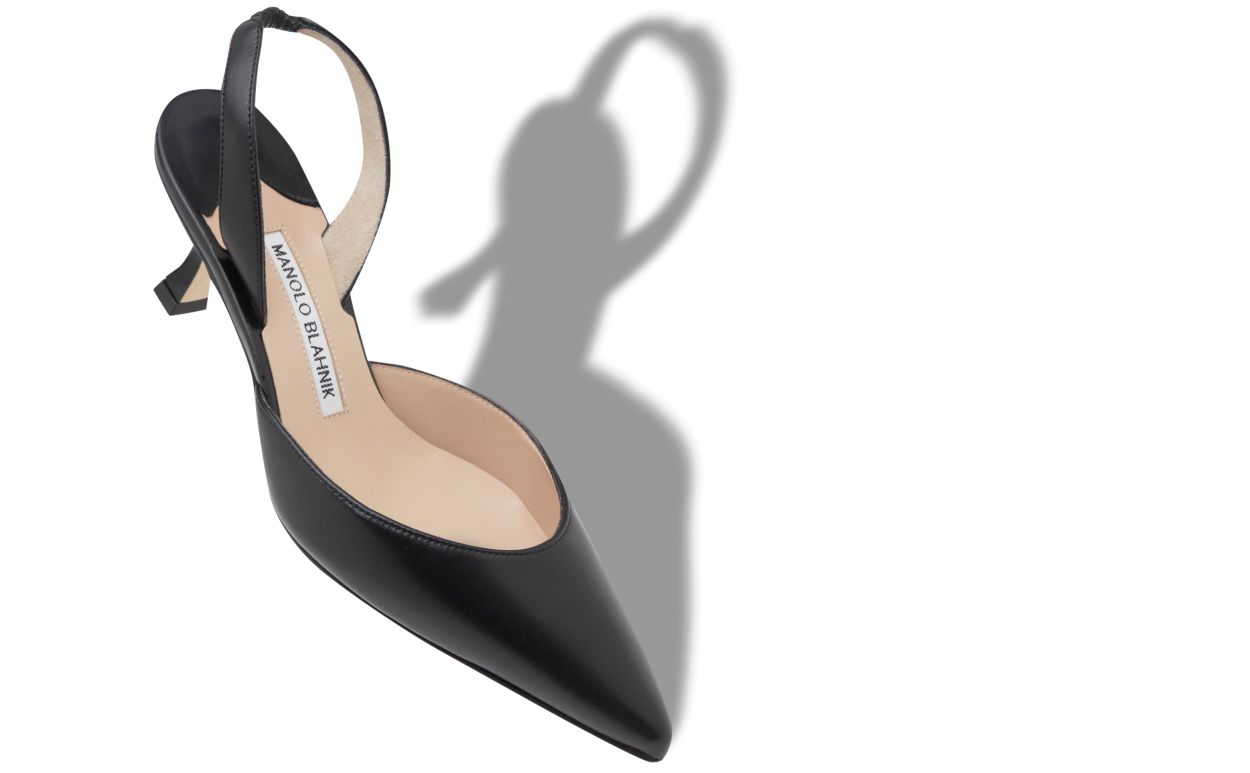 Zapatillas de tacón con tirador de cuero napa negro