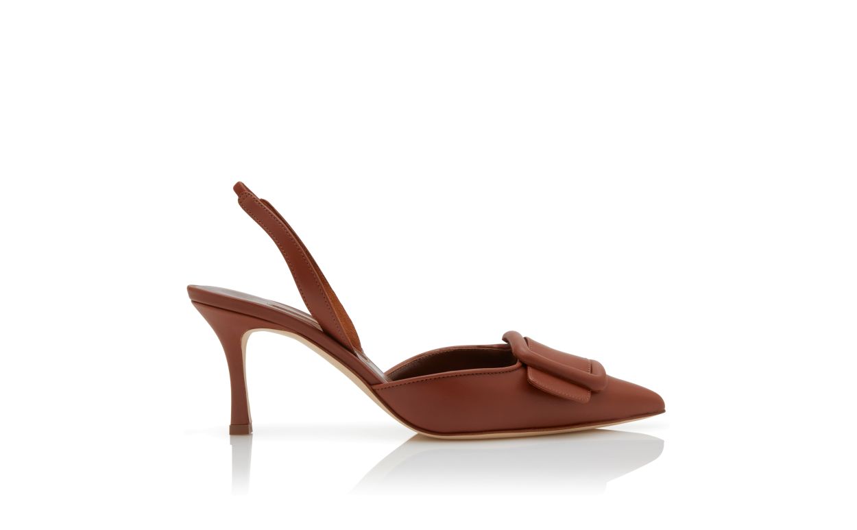 Zapatillas de cuero napa marrón con tirador