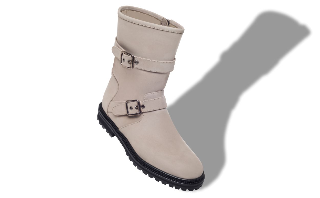 Botas de tobillo con hebilla doble de nubuck gris