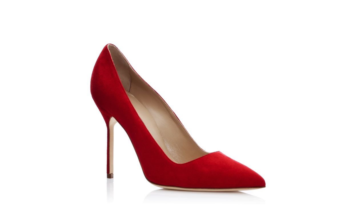 Zapatillas de punta puntiaguda de ante rojo