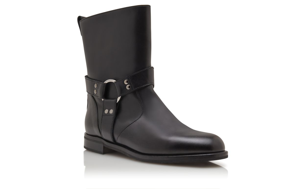 Botas de tobillo de cuero de ternera negro