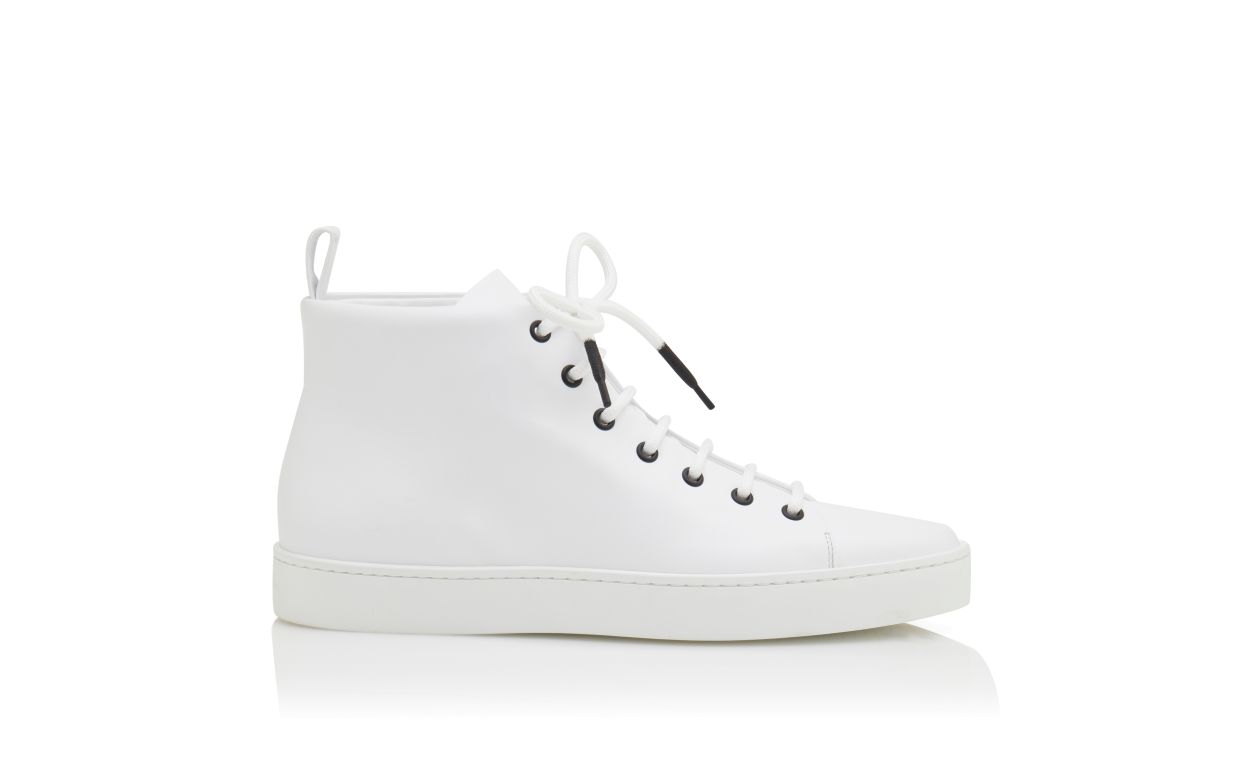 Zapatillas de cuero de becerro blanco con cordones