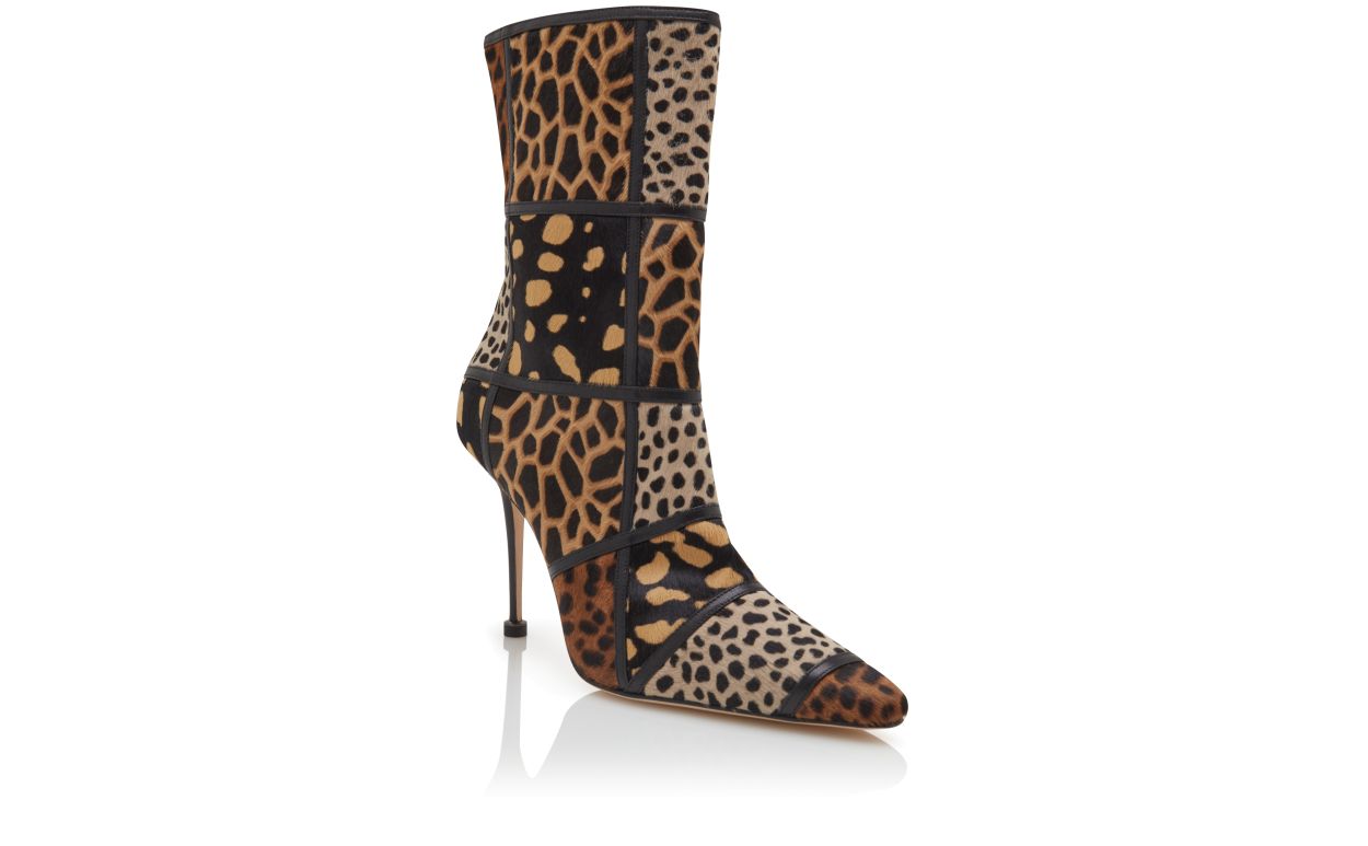 Botas de tobillo de pelo de becerro con estampado animal