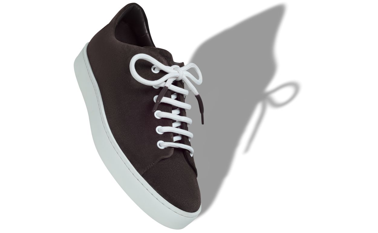Zapatillas de cuero de cabra marrón oscuro con cordones