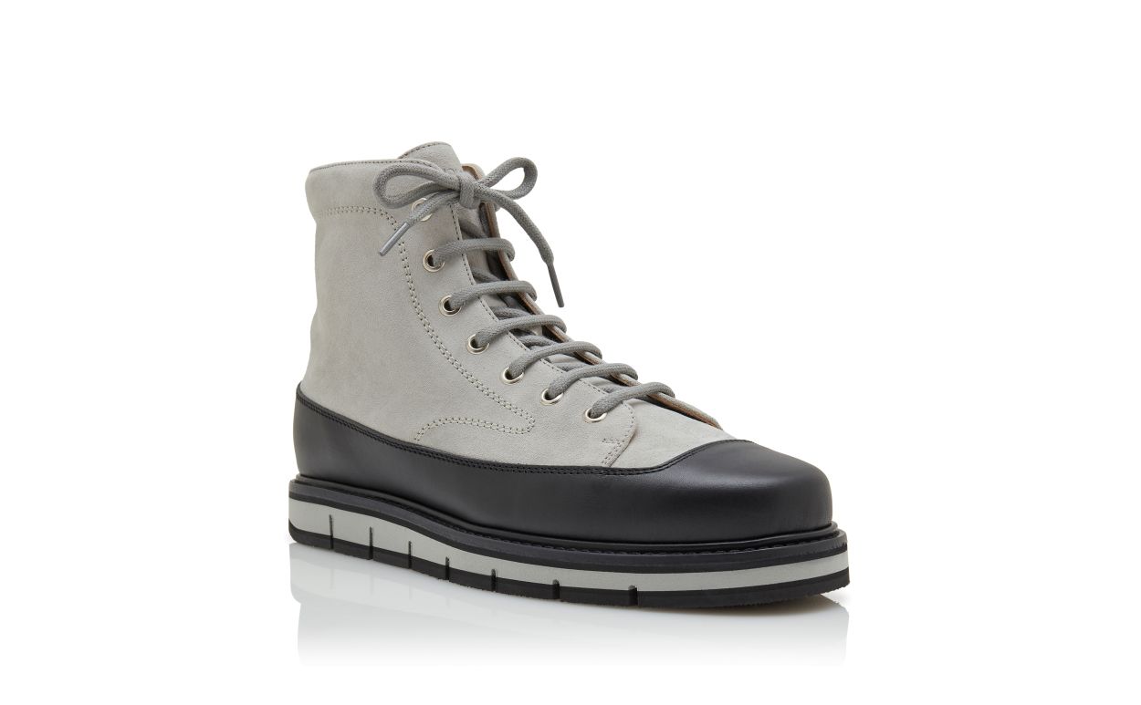 Botas de tobillo de ante de ternera gris y negro