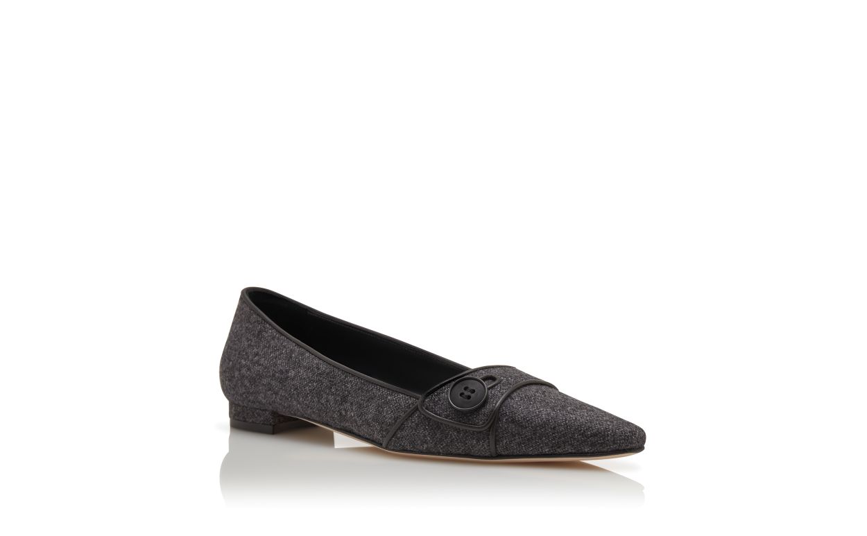 Zapatillas planas de lana gris oscuro