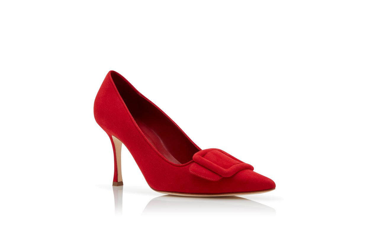 Zapatillas de Piel Roja con Detalle de Hebilla