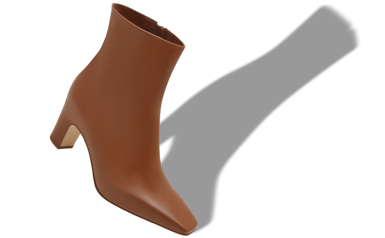 Botas de tobillo de cuero de ternera marrón claro