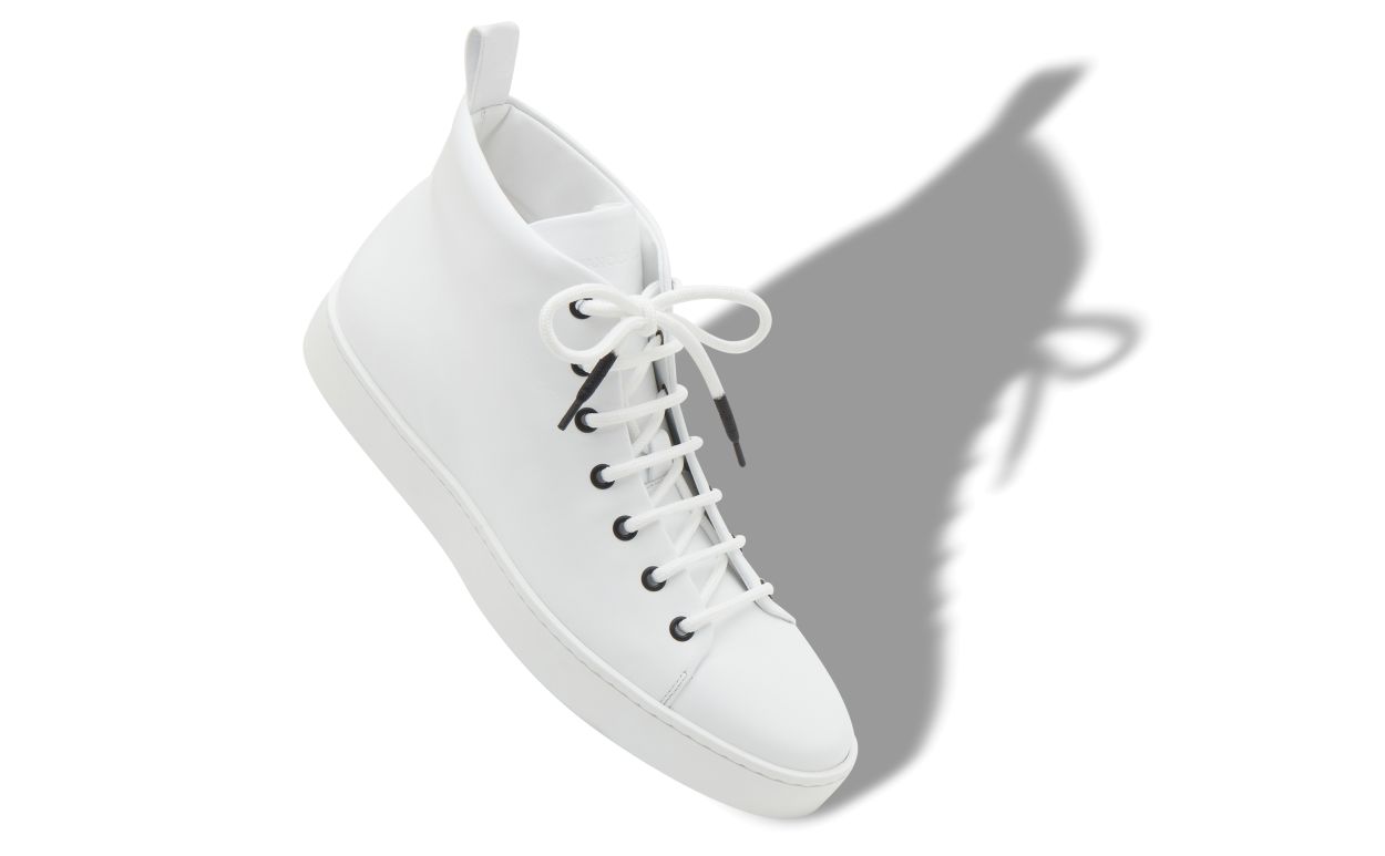 Zapatillas de cuero de becerro blanco con cordones