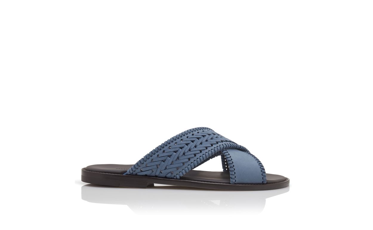 Sandalias de cuero de becerro azul claro tejido