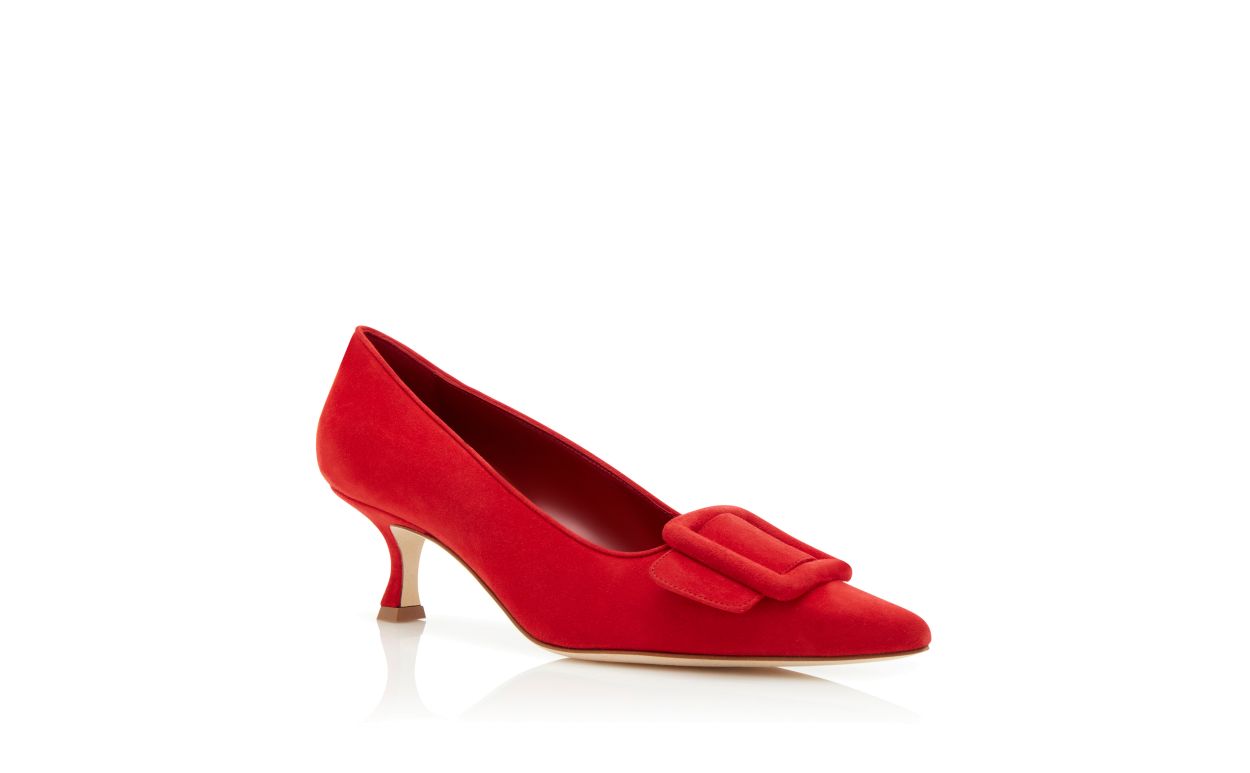 Zapatillas de Puntera Punta Roja con Detalle de Hebilla de Suede