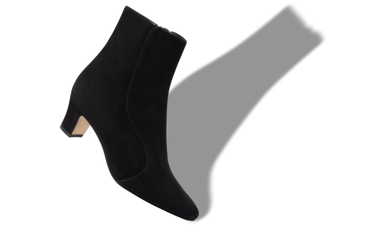 Botas de tobillo redondas de ante negro