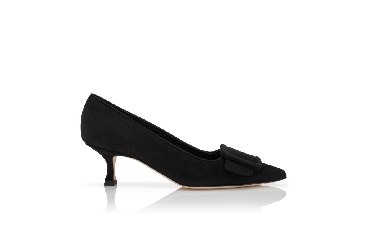 Zapatillas de punta en ante negro con hebilla
