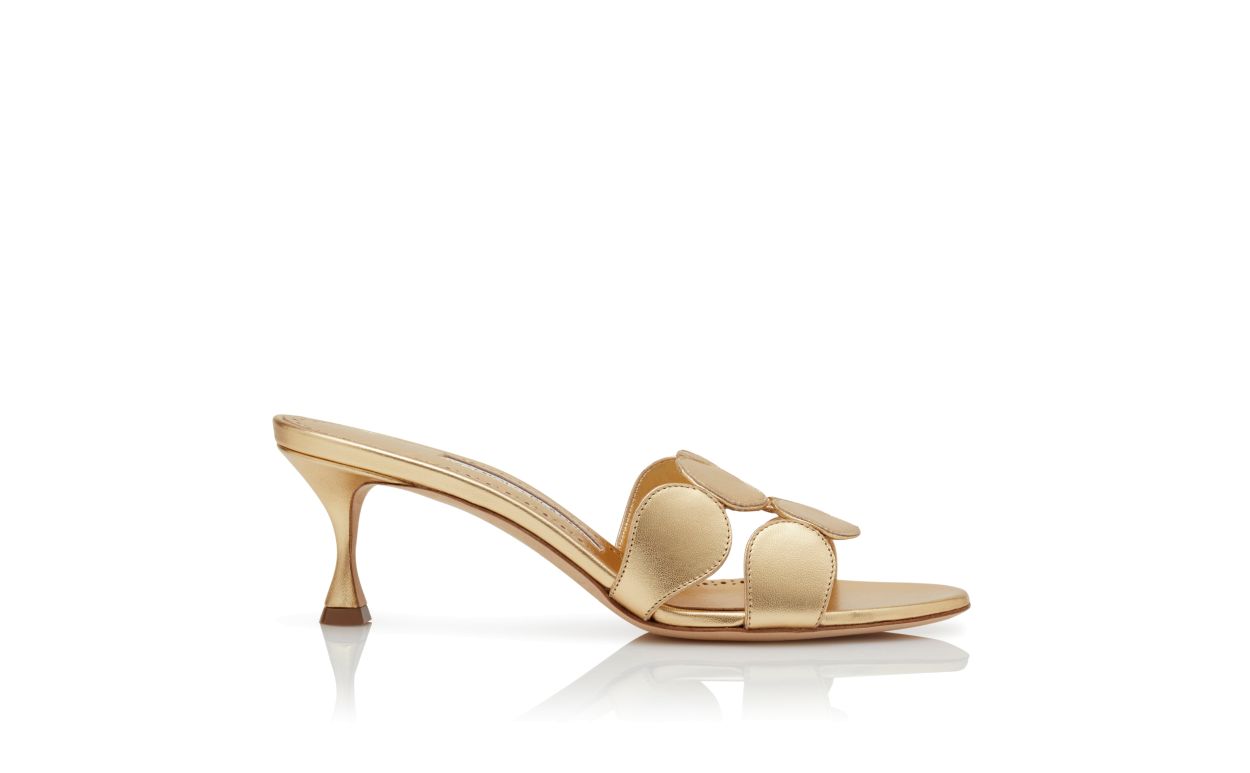 Mules de cuero napa dorado