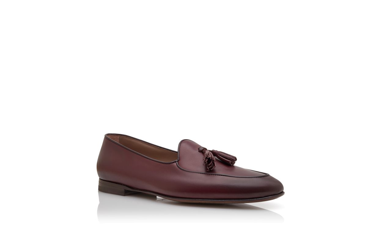 Zapatillas de cuero de ternera burdeos