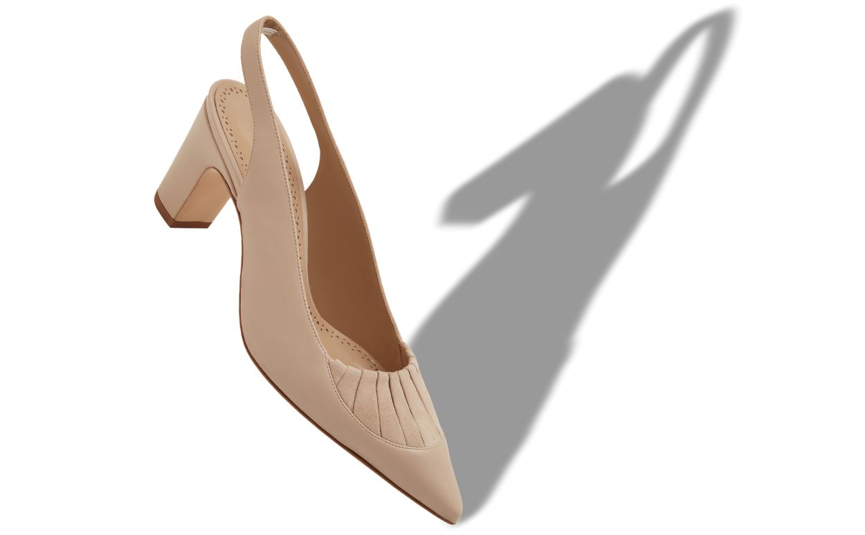 Zapatillas de cuero napa beige claro con tirador