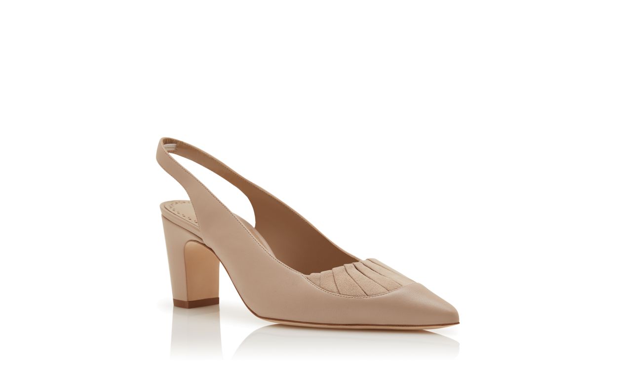 Zapatillas de cuero napa beige claro con tirador