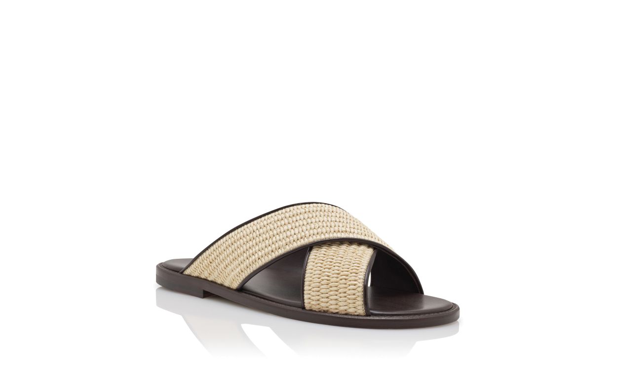 Sandalias de paja beige claro con correas cruzadas