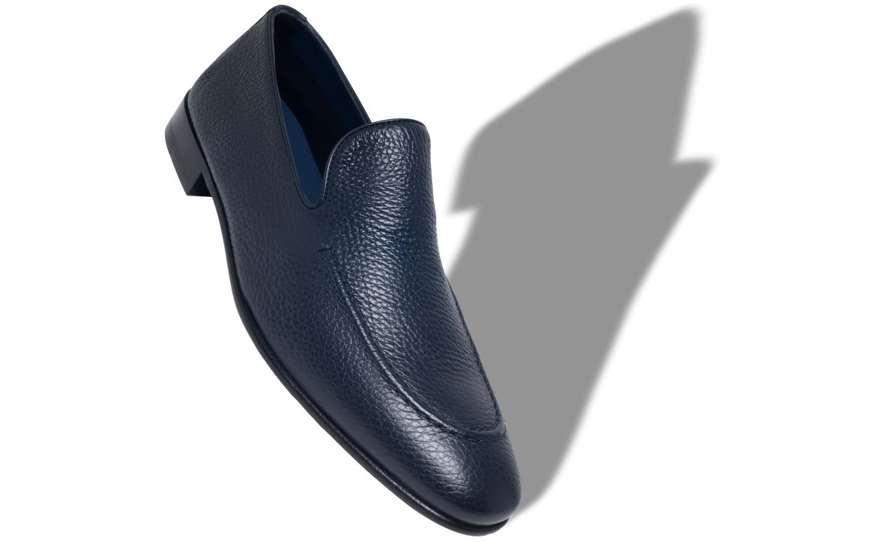 Zapatillas de cuero de ternera azul marino