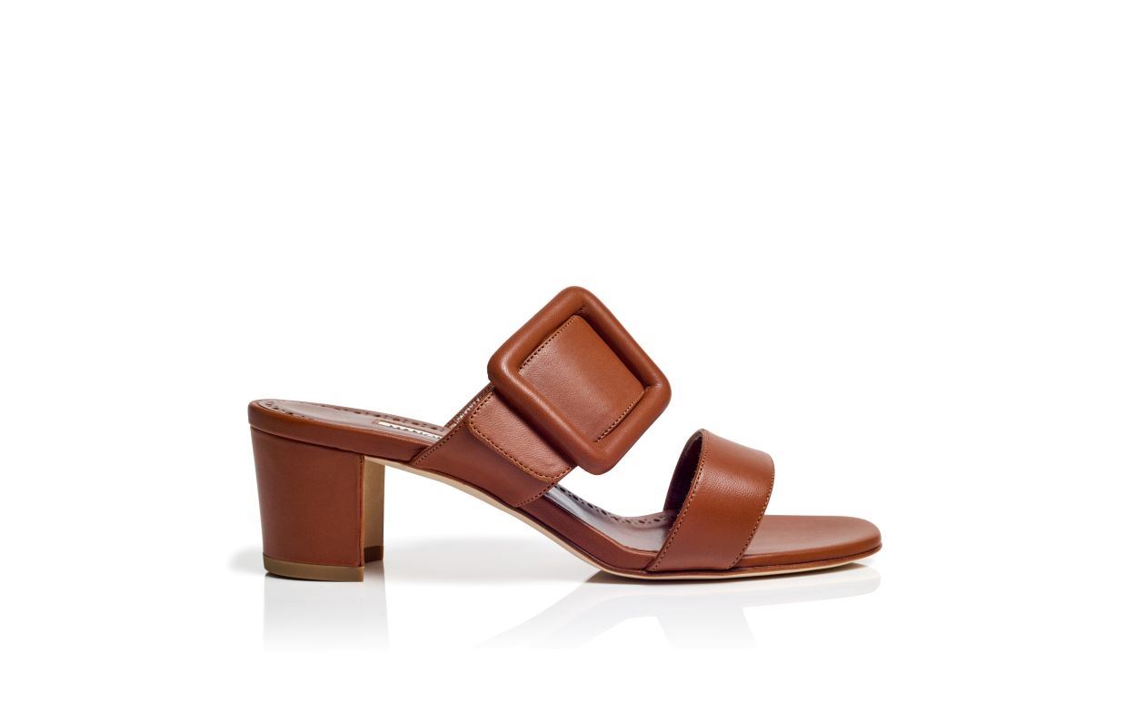 Mocasines de cuero napa marrón con punta abierta