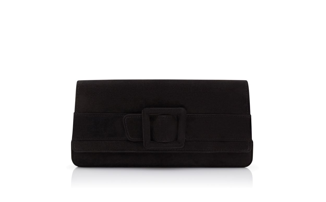 Bolso de mano con hebilla de ante negro