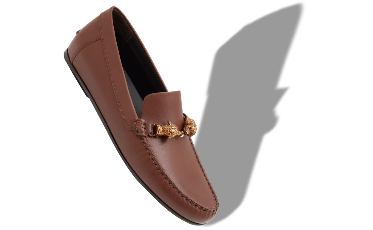 Zapatillas de cuero de becerro marrón