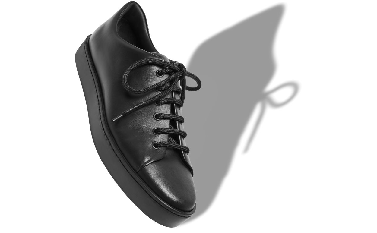 Zapatillas de cuero de becerro negro